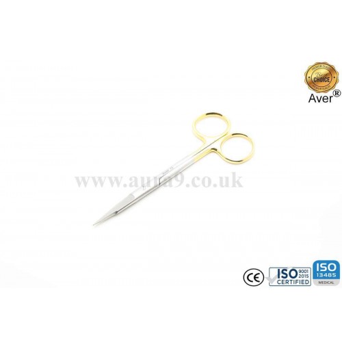 Stainless Steel Scissors Tungsten Carbide Tip, Gold Man Fox Saq Edge Straight 13 CM 